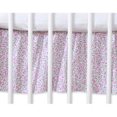 Cache-sommier Décoratif pour  Lit Bébé 70x140 cm Rose Fleurs Cœurs