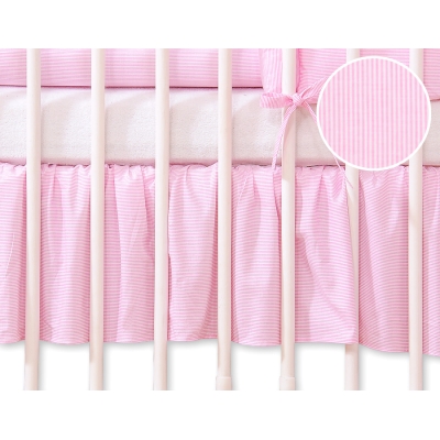 Cache-sommier Décoratif pour  Lit Bébé 70x140 cm Rose Rayures Cœurs