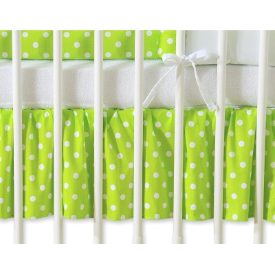 Cache-sommier Décoratif pour  Lit Bébé 70x140 cm Vert à Pois Cœurs
