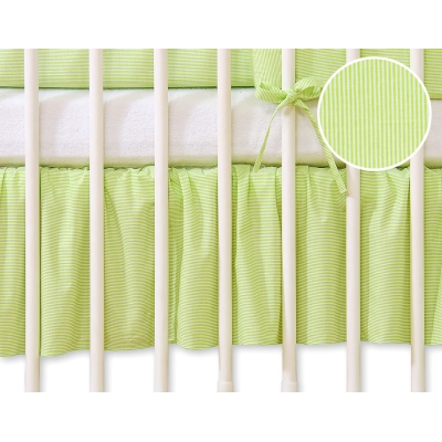 Cache-sommier Décoratif pour  Lit Bébé 70x140 cm Vert Rayures Cœurs