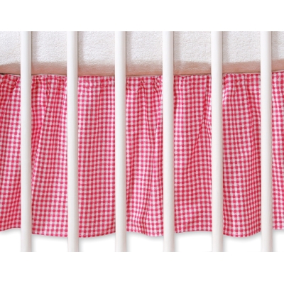 Cache Sommier Lit Bébé 70x140 cm Rose à Carreaux Cœurs