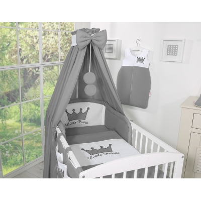 Ciel Conçu en Coton pour Lit de Bébé Anthracite Prince / Princess