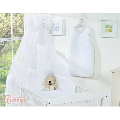 Ciel en Voile pour Lit de Bébé Blanc Cœurs