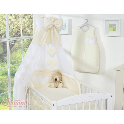 Ciel en Voile pour Lit de Bébé Crème Cœurs