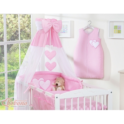 Ciel en Voile pour Lit de Bébé Rose Cœurs