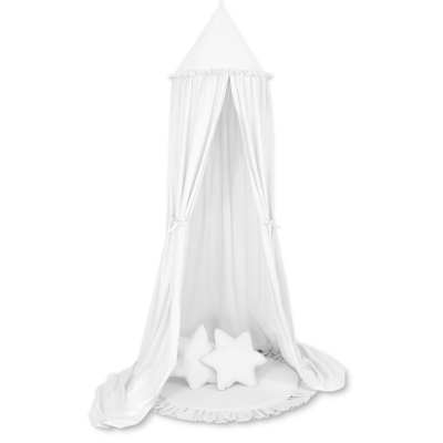 Ciel de Lit à Suspendre Au Plafond avec Tapis et Coussins Blanc