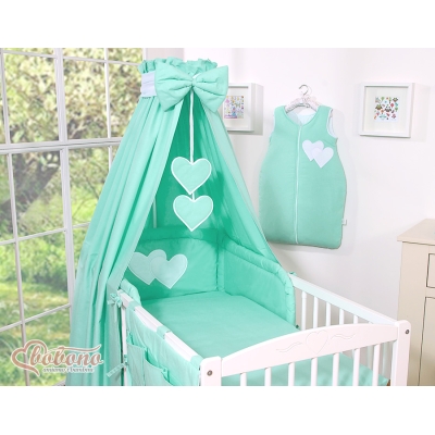 Ciel de Lit Bébé en Tissu Menthe Cœurs