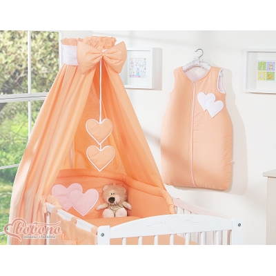 Ciel de Lit Bébé en Tissu Orange Cœurs