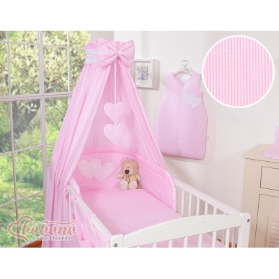 Ciel de Lit Bébé en Tissu Rose Cœurs