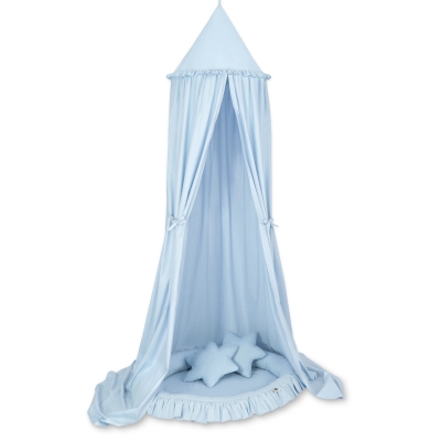 Ciel de Lit Bébé Enfant à Suspendre Au Plafond avec Nid et Oreillers Bleu
