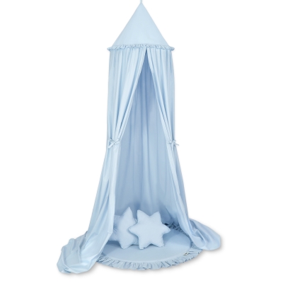 Ciel de Lit Bébé Enfant à Suspendre Au Plafond avec Tapis et Coussins Bleu
