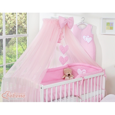 Ciel de Lit Bébé Moustiquaire  Rose Cœurs