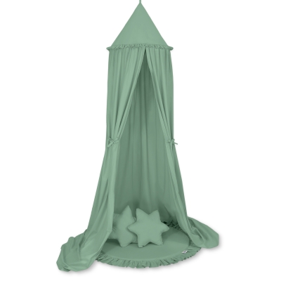 Ciel de Lit Tente avec Tapis et Coussins Blanc Vert