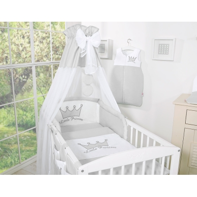 Ciel en Tulle pour Lit de Bébé Gris Mousseline Prince / Princess