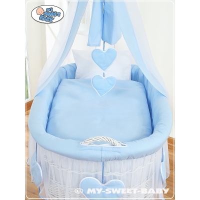 Complet Textile pour Berceau de Bébé avec Ciel Bleu à Coeurs