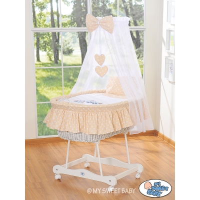 Couffin à Roulettes / Berceau à Baldaquin - Beige Hiboux