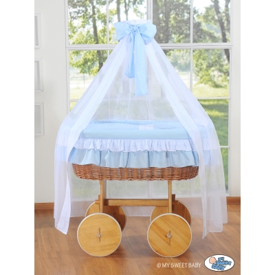 Couffin Deluxe à Baldaquin en Osier Bleu Bellamy pour Garçon