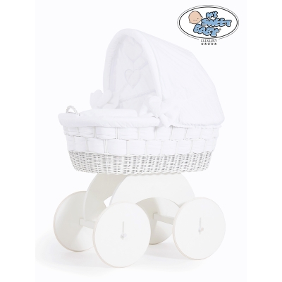 Berceau bébé à capote en Osier Bois Blanc