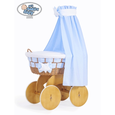 Couffins à Ciel en Osier Textile Bleu - Grandes Roues Isabella
