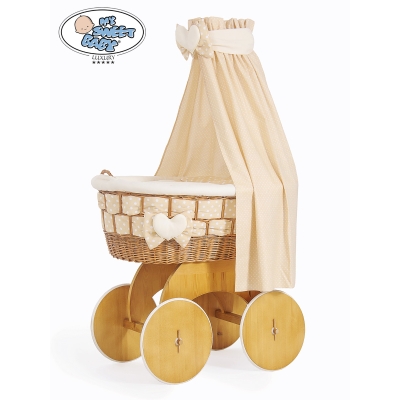 Couffins à Ciel en Osier Textile Beige - Grandes Roues Isabella