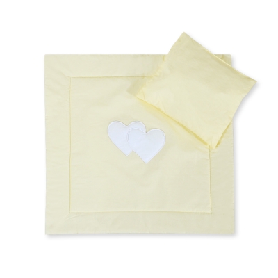 Coussin et Couverture pour Landau Bébé Crème Cœurs