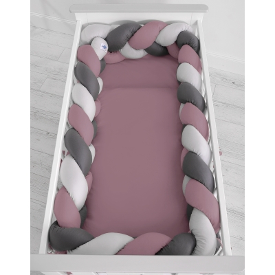 Tour de Lit Tressé 3m XXL Gris Violet Pastel Anthracite