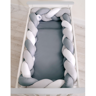 Coussin Tressé Tour de Lit Extra épais à Long Noeud Oreiller XXL Blanc Gris Anthracite