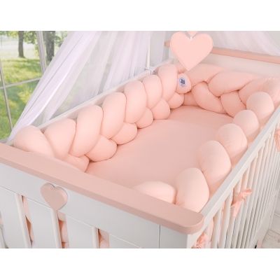 Coussin Tressé Tour de Lit Extra épais à Long Noeud Oreiller XXL Rose Poudré
