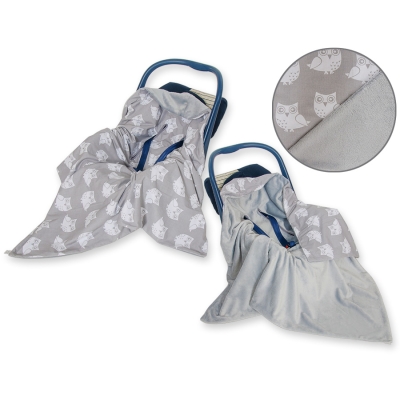 Couverture Double Face pour Siège Auto Gris Hiboux