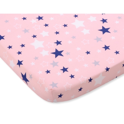Drap en Coton pour Lit de Bébé 120x60 cm Bleu Rose étoiles