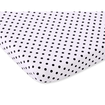 Drap en Coton pour Lit de Bébé 120x60 cm Noir à Pois