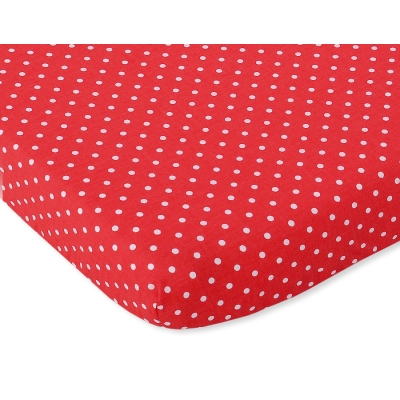 Drap en Coton pour Lit de Bébé 120x60 cm Rouge à Pois