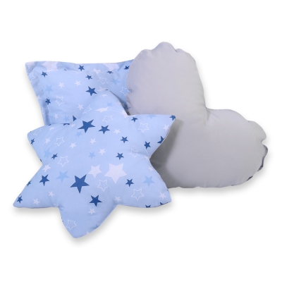 Ensemble de Coussin 3 pcs Bleu Gris étoiles