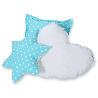 Ensemble de Coussin 3 pcs pour Tipi Turquoise à Pois