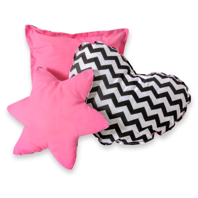 Ensemble de Coussin 3 pcs Rose Noir Chevron