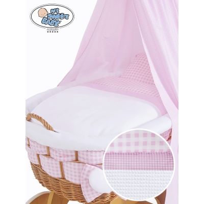Ensemble de Couvertures 4 pcs pour Berceau avec Ciel Isabella Damier Rose