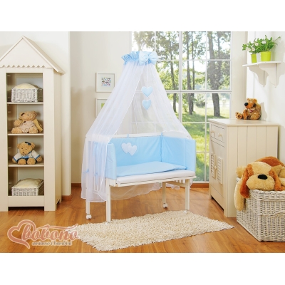 Ensemble de Linge de Lit 6 pcs pour Lit de Cododo Bleu Cœurs
