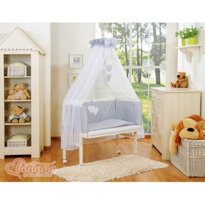 Ensemble de Linge de Lit 6 pcs pour Lit de Cododo Gris à Pois Cœurs
