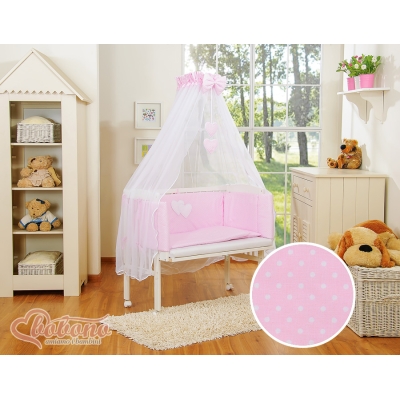 Ensemble de Linge de Lit 6 pcs pour Lit de Cododo Rose à Pois Cœurs