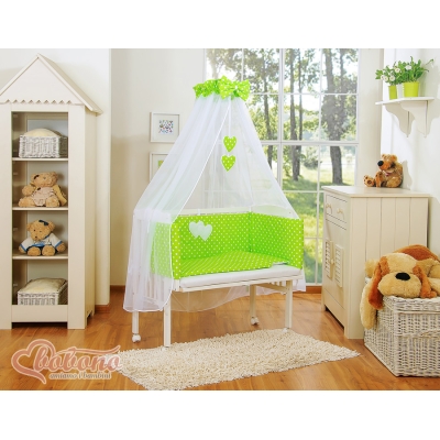 Ensemble de Linge de Lit 6 pcs pour Lit de Cododo Vert à Pois Cœurs