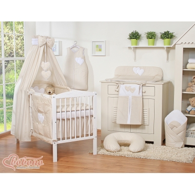 Ensemble de Linge de Lit Bébé 11 pcs Ciel Beige à Pois