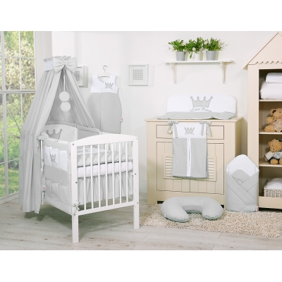 Parure Literie de Lit Bébé 11 pcs Ciel Gris Prince / Princess