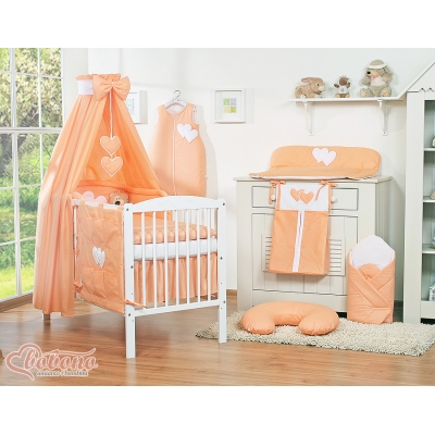 Ensemble de Linge de Lit Bébé 11 pcs Ciel Pêche Cœurs