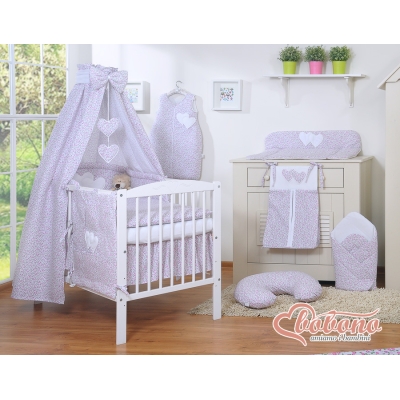 Ensemble de Linge de Lit Bébé 11 pcs Ciel Rose Fleurs Cœurs