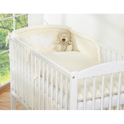 Ensemble de Linge de Lit Bébé 3 pcs Crème Cœurs
