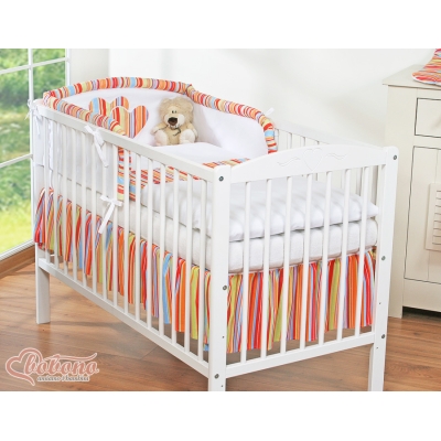 Ensemble de Linge de Lit Bébé 3 pcs Orange Rayures Cœurs