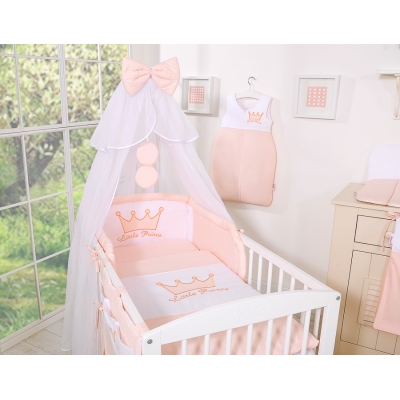 Ensemble de Linge de Lit Bébé 5 pcs avec Moustiquaire Rose Poudré Prince / Princess