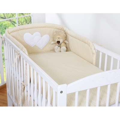 Ensemble de Linge de Lit de Lit pour Bébé 2 pcs Beige à Pois Cœurs