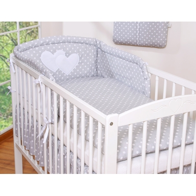 Ensemble de Linge de Lit de Lit pour Bébé 2 pcs Gris à Pois Cœurs