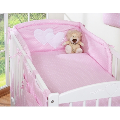Ensemble de Linge de Lit de Lit pour Bébé 2 pcs Rose à Pois Cœurs
